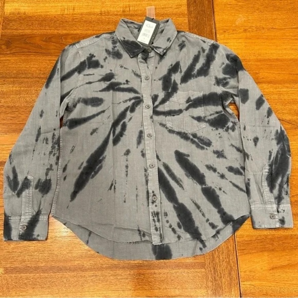 RAIL Ingrid Raw Tie Dye Shirt in Smoke Swirl Size Large